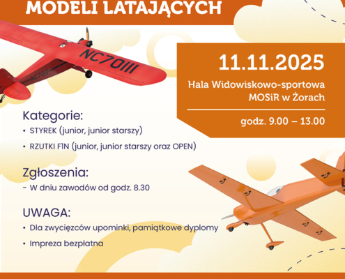 na grafice ilustracje samolotów i informacje o zawodach modeli