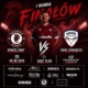 Grafika zapowiadająca mecz piłkarski Sparta Żory – Sokół Chwałęcice. Widoczny zawodnik, herby drużyn, data, godzina i miejsce spotkania oraz logotypy partnerów wydarzenia.