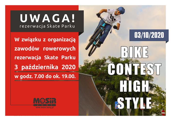 Grafika informująca o rezerwacji Skate Parku