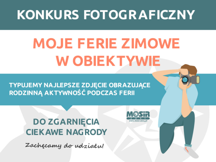 Na zdjęciu informacja o konkursie fotograficznym i ilustracja klęczącego fotografa Na zdjęciu informacja o konkursie fotograficznym i ilustracja klęczącego fotografaNa zdjęciu informacja o konkursie fotograficznym i ilustracja klęczącego fotografa