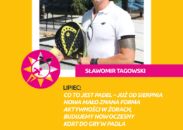 Na grafice na żółtym tle zdjęcie pana Sławomira Tagowskiego i tekst opisujący temat wywiadu