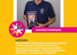 Na grafice na żółtym tle zdjęcie pana Wojciecha Maroszka i tekst opisujący temat wywiadu