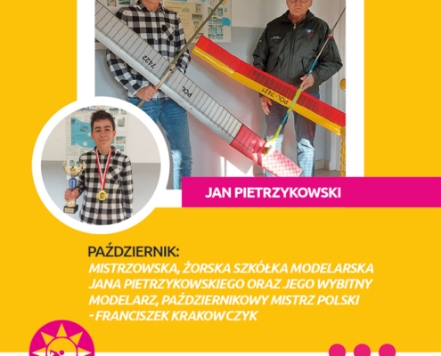 Na grafice na żółtym tle zdjęcie pana Jana Pietrzykowskiego i Franciszka Kowalczyka i tekst opisujący temat wywiadu