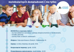 na plakacie informacje o zajęciach dla dzieci, u góry logo akcji zima, w centralnej części zdjęcie zajęć manualnych z dziećmi