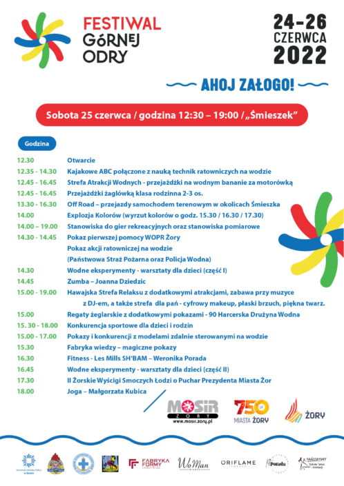 na plakacie program wydarzeń na białym tle