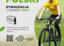 Plakat dot. Rowerowej Stolicy Polski z informacjami zawartymi w tekście