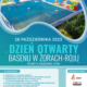 Plakat promujący Dzień Otwarty Basenu w Żorach-Roju w dniu 28.10.2023 r. od godz. 13:00. Na plakacie zdjęcie basenu z kolorowymi atrakcjami oraz atrakcje Dnia Otwartego, wypisane w tekście