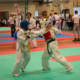 na zdjęciu karatecy podczas turnieju w hali sportowej