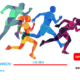 na grafice sylwetki kolorowych biegaczy, informacje o biegu i logo