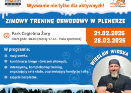 Plakat utrzymany jest w zimowej, niebiesko-pomarańczowej kolorystyce, zawierający logo organizatorów, elementy graficzne związane z zimą oraz zdjęcie siłowni plenerowej i trenera, a także wszystkie niezbędne informacje o wydarzeniu