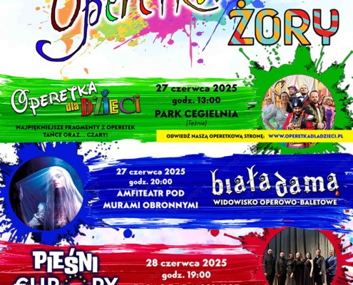 na kolorowym plakacie informacje o festiwalu, zdjęcia atrakcji i logo