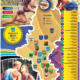 plakat przedstawia siatkarzy plażowych, mapę Śląska z herbami miast, terminy i miejsca turniejów oraz informacje o finale i kategoriach rozgrywek