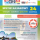 na plakacie zdjęcie kajakarzy na wodzie, informacje o spływie oraz logo